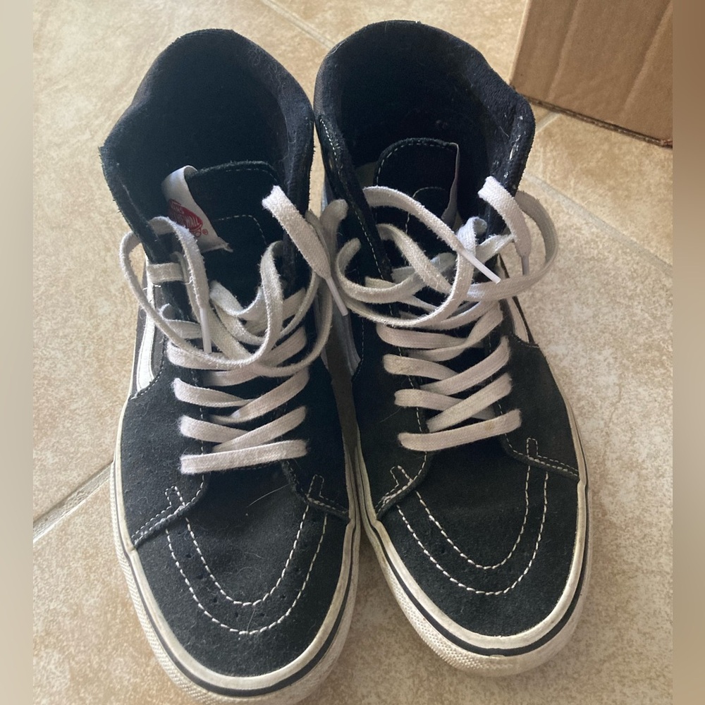 Vans Black and White High-Top Skate Shoes
